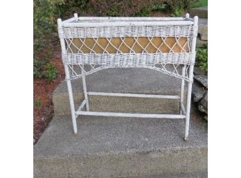 Victorian Wickered Free-standing Porch Planter W/orig Zinc Galvanized Copper Insert Tub