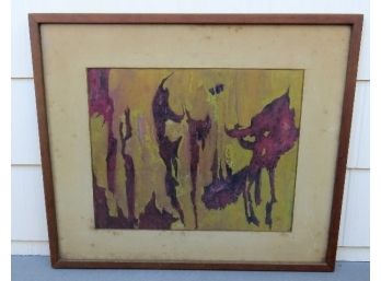 Framed Mid-century Abstract, Signed MER