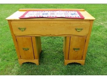 Birds Eye Maple Craftsman Styled Wooden Chest/Desk With Doors - Sort Of A Heywood Wakefield Look