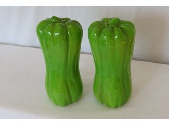 Vintage 1950/ 1960 Green Pepper Shaped  Vegetable Salt & Pepper Shakers