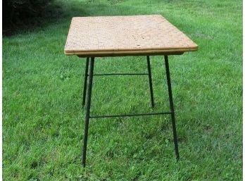 1950's Rectangular Iron & Rattan Table