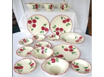 Lot Of Blue Ridge China Crab Apple Pattern Dishes - Colorful Country Decor