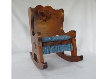 Beautifully Hand Crafted Wooden Country Style Doll Rocker-signed By The Maker