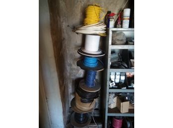 Lot Of Spools Of Various Wires From Electrician's Workshop