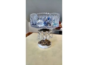Crystal Bowl With Marble Base - Teardrop Accents