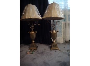 Pair Of Lamps With Shades - 34'h