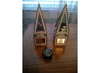 Set Of 2 Mirrored Decorations And Box