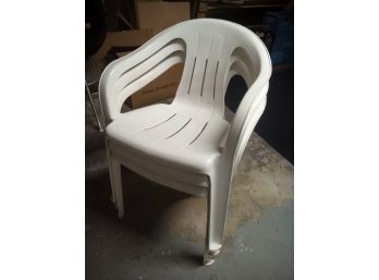 Set Of 3 White Outdoor Resin Chairs