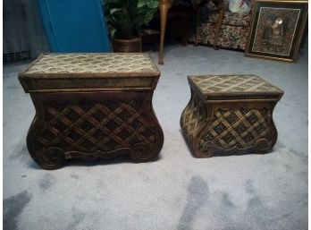 Set Of 2 Large Decorative Storage Boxes - 12' X 18' And 12' X 9'