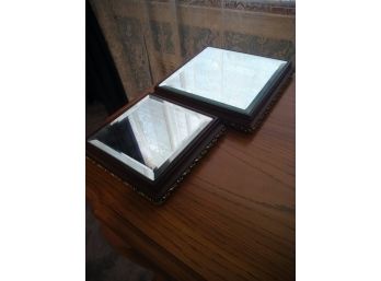 Set Of 2 Wooden Mirror Display Stands - 9' And 7'
