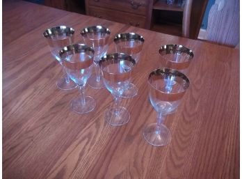 Gold Rim Wine Glasses - Set Of 7