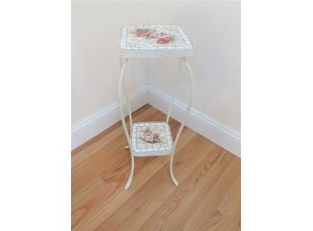 White Mosaic Iron Plant Stand