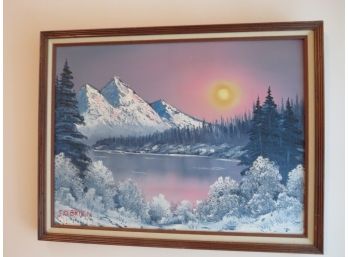 Original Framed Artist Signed Winter Mountain O'Brien Artwork