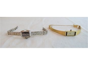 2 Vintage Gold & Silver Tone Wrist Watches