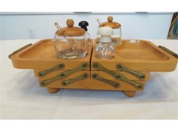 Vintage Mid-century Karoff Expandable Wood Serving Tray