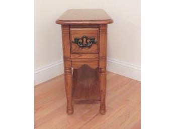 Wood Side Table With Drawer And Shelf