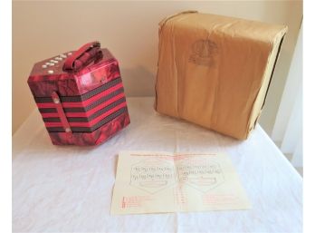 Vintage Red Italian Concertina 'accordion'