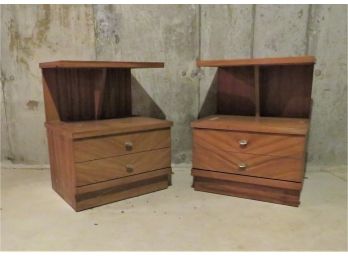 Pair Of Mid-century Tiered Side Table Nightstands