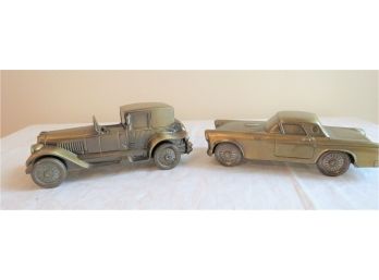 Pair Of Cast Metal Banthrico Collectible Bank Cars T-Bird