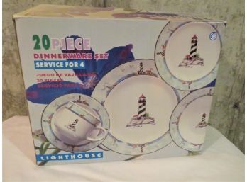 Lighthouse Theme 20 Piece Dinnerware In Box