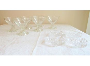 6 Candlewick 'Boogie' Glass Sherbet Bowls And Mini Glass Dishes