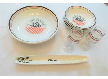 Italian Theme Pasta Set With Glasses