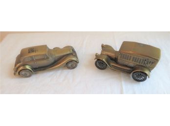 Pair Of Cast Metal Banthrico Collectible Bank Cars Rolls Royce