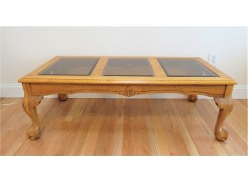 Wood With Glass Panels Coffee Table