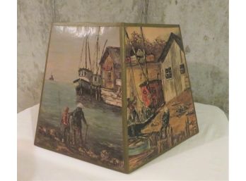 Vintage Scenic Lampshade Seaside Village