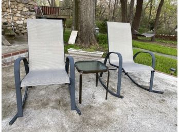 Pair Of Aluminum Rocking Chairs With Side Table By Room Essentials