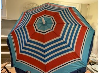 Red White And Blue Stripe Beach Umbrella