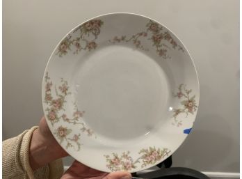 272, White Plate With Light Pink Flowers, Muted