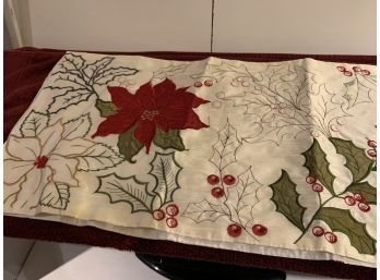 Christmas Lot With Handmade Napkins Or Coasters In Red With White Trim