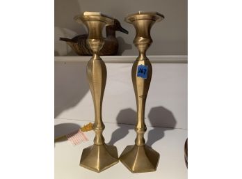 Two Brass Candlestick Holders