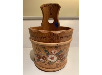 Wooden Jug With Painting And Hole In The Back