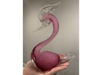 280, Pink Swan, Murano Blown Glass From Italy