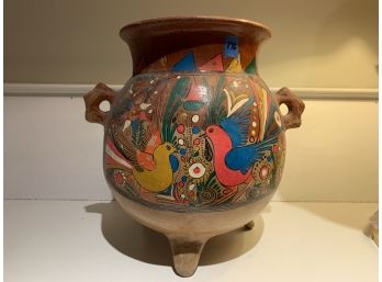 Vintage Ceramic Pottery With Brightly Colored Birds