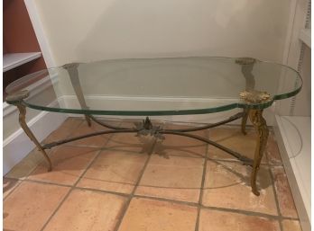 256, Glass And Gold Table, Scalloped Edge Glass