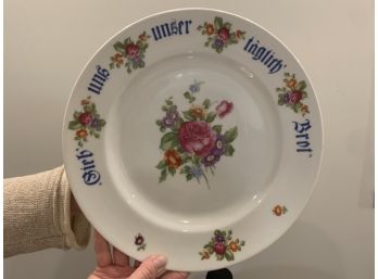 267, German Plate With Flowers And German Writing