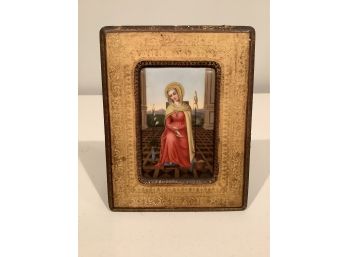 329, Antique Frame And Ceramic Worshipper