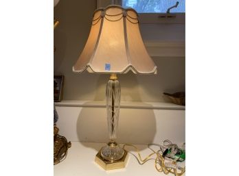 Cut Crystal Lamp With Cream Shade