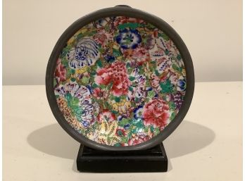 343, Small Bowl On Stand, Japanese.  Floral And Bright Colors.