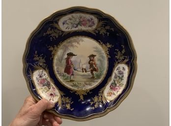 Pair Of Blue Toile Style Dishes