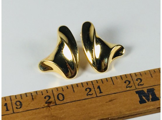 Large 14K Gold Modernist Post Earrings