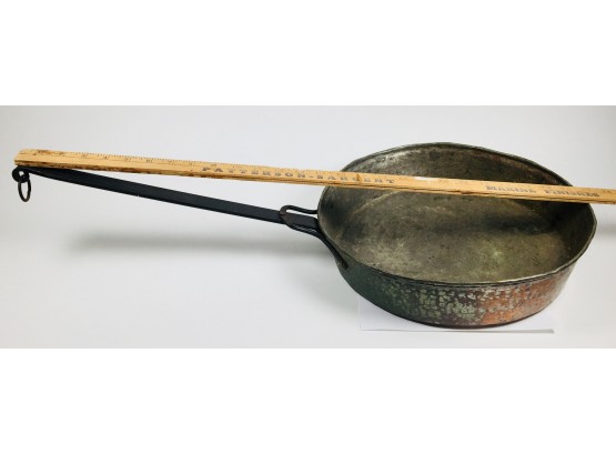 Huge Primitive Hammered Copper Antique Pan With Verdigris