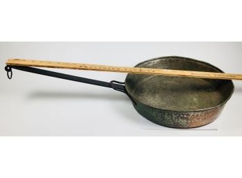 Huge Primitive Hammered Copper Antique Pan With Verdigris