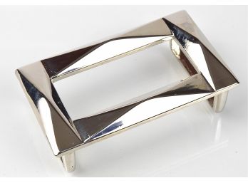 Terry Stack Chrome Belt Buckle With Modern Lines