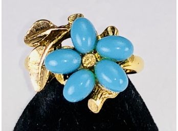Faux Turquoise Flower Ring