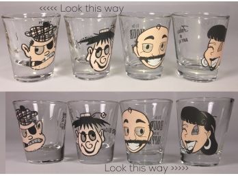 Set Of Four Vintage FOLLOWING EYES Shot Glasses