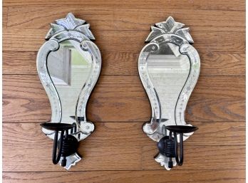 Pair Of Art Deco Style Mirrored Sconces